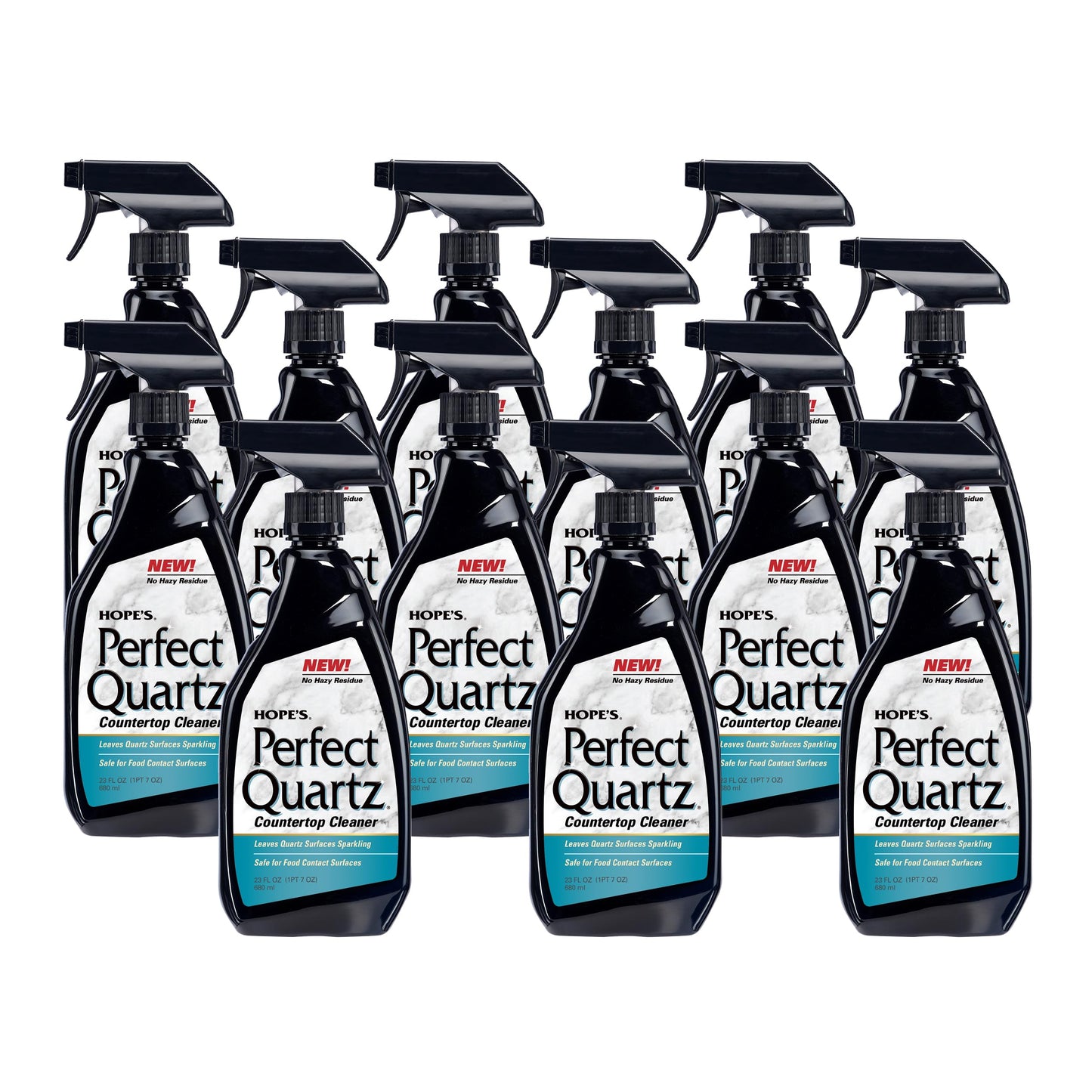 HOPE'S Perfect Quartz Countertop Cleaner, No Hazy Residue, Streak-Free, Safe on Food Contact Surfaces, Fragrance-Free, Sunscreen-Free, Counter Cleaner for All Brands of Quartz, 23 Fl Oz, Pack of 12