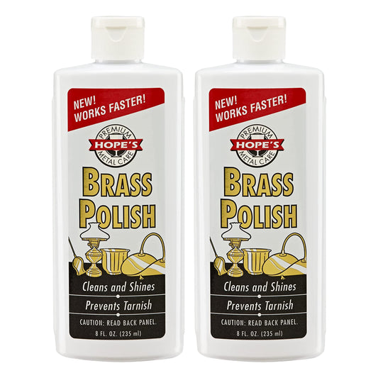 HOPE'S Brass Polish and Cleaner, Prevents Tarnish, Safe for Brass, Copper, Chrome, and Sterling Silver, Metal Polish for Cymbals, Trombone, Trumpet, and Other Instruments, 8 oz, Pack of 2