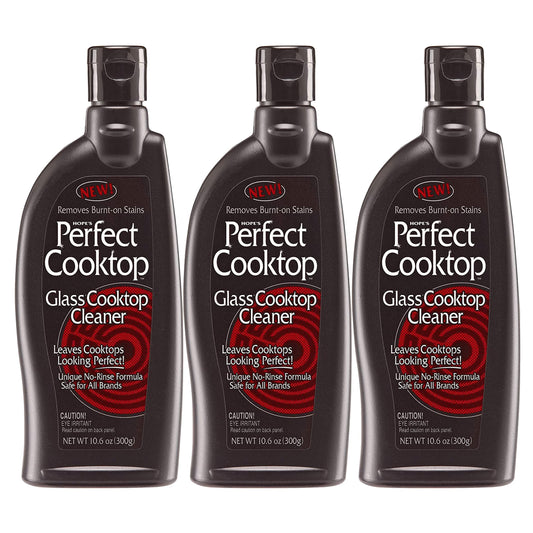 HOPE'S Perfect Cooktop Glass and Ceramic Cooktop and Stove Top Cleaner, Fast Acting and Removes Burnt on Stains from Glass Ceramic Smooth Top Ranges with its No Rinse Formula, 10.6 Oz, Pack of 3