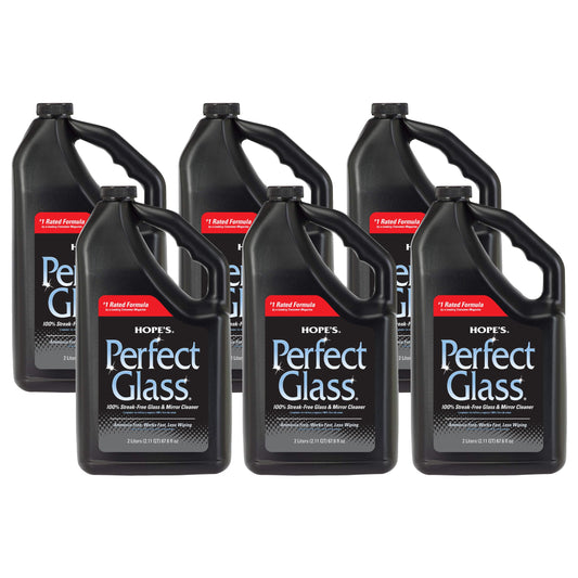 HOPE'S Perfect Glass Cleaner Spray Refill, Streak-Free, Ammonia-Free Window, Mirror, Screen, Tinted Glass, and Shower Door Cleaner, Indoor and Outdoor Glass Surfaces, 67.6 Ounce, Pack of 6