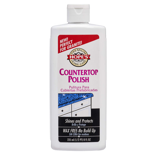 HOPE'S Countertop Restoration Polish - Shines and Protects with No Build-Up - Streak-Free Kitchen Counter Cleaner - Quartz, Marble, Corian, Laminate, Granite Countertop Cleaner, 8 Fl Oz, Pack of 1