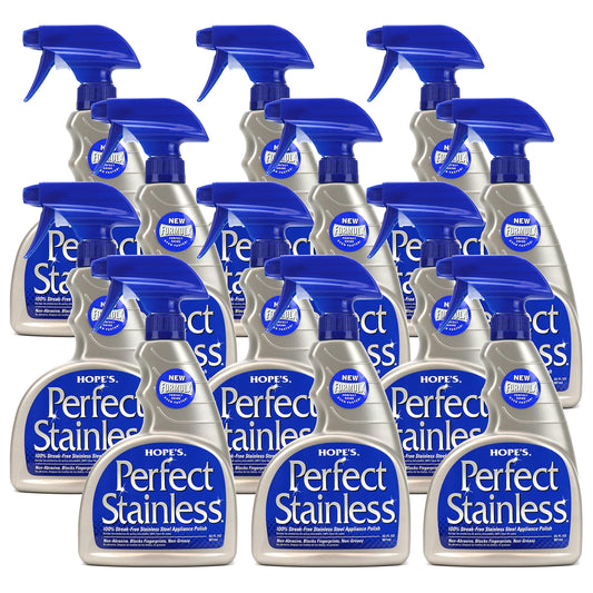 HOPE'S Perfect Stainless Steel Cleaner and Polish, 22-Ounce, Streak-Free Self-Polishing Formula, Blocks Fingerprints, Pack of 12