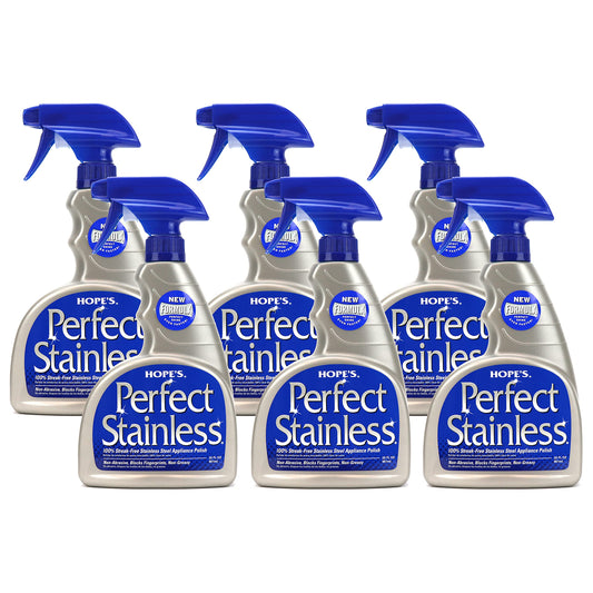 HOPE'S Perfect Stainless Steel Cleaner Streak-Free Self-Polishing Formula, Blocks Fingerprints, Pack of 6, 22 Ounce, 132 Fl Oz