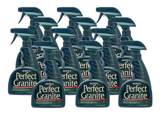 HOPE'S Perfect Granite & Marble Countertop Cleaner, Stain Remover and Polish, Streak-Free, Ammonia-Free, 22 Ounce, 12 Pack