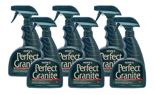 HOPE'S Perfect Granite & Marble Countertop Cleaner, Stain Remover and Polish, Streak-Free, Ammonia-Free, 22 Ounce, Pack of 6