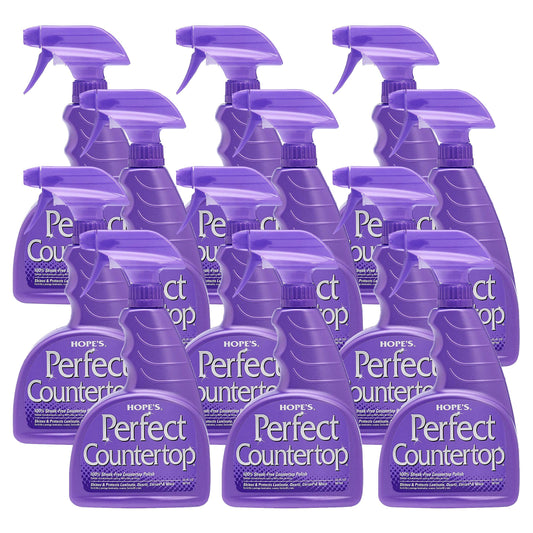 HOPE'S Perfect Countertop Cleaner and Polish 22-Ounce, Streak-Free Multi-Surface Cleaning Spray, Safe on Stone, Laminate, CORIAN, Granite, Quartz, Marble, Pack of 12